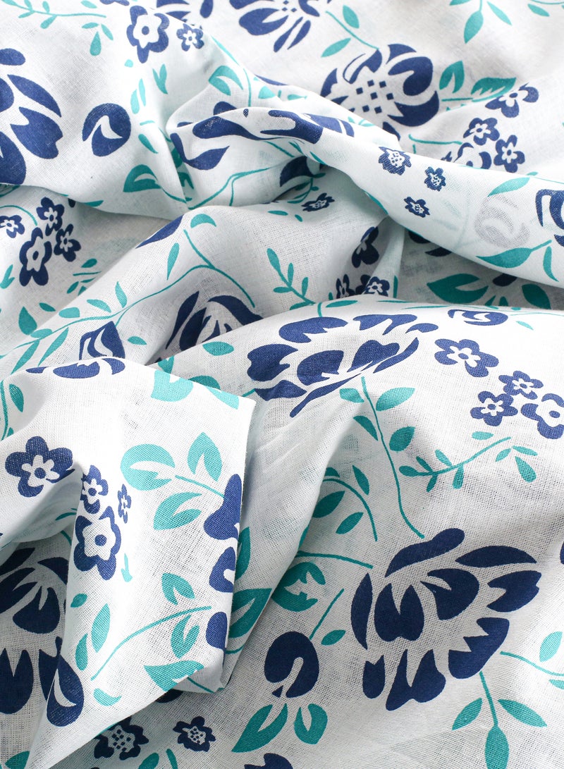 أمال طقم غطاء لحاف - قطن 100% عدد الخيوط 144 مع غطاء لحاف مقاس 150 × 200 سم، 1 غطاء وسادة مقاس 50 × 75 سم، 1 غطاء وسادة مقاس 40 × 40 سم - للمراتب ذات الحجم المزدوج - أزرق/أبيض/أخضر - Image 3