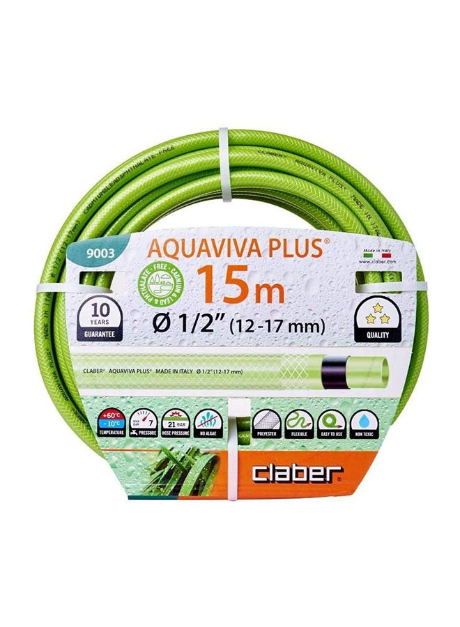 Claber - Aquaviva Plus Hose 1/2 " 15m Green 1.38kg - Image 1