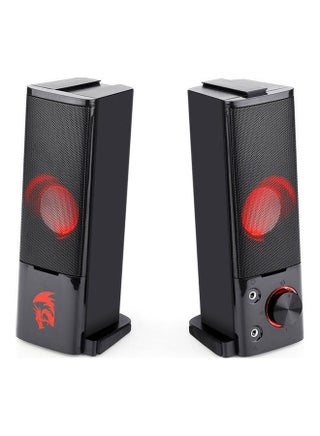 GS550 ORPHEUS PC Gaming Speakers 2.0 Channel Stereo Desktop Computer Sound Bar with Compact Maneuverable Size Headphone Jack Quality Bass and Decent Red Backlit USB Powered w/ 3.5mm Cable - v1612253258/N44120843A_1