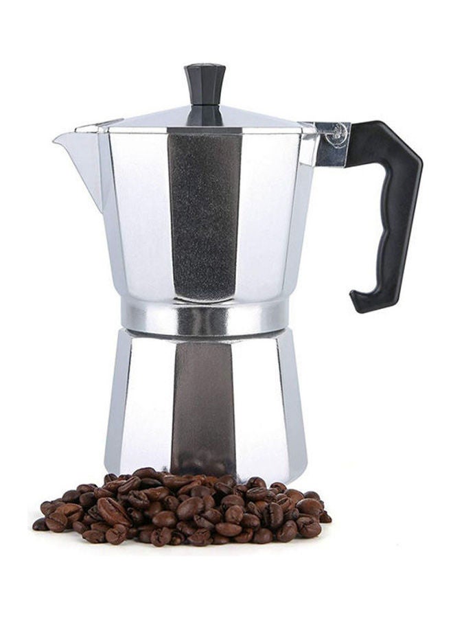 6 Cups 300ml Turkish Coffee Maker Italian Espresso Moka Coffee Pot Octagonal 300 ml 1000 W SQ-0082401 Silver/Black - Image 1
