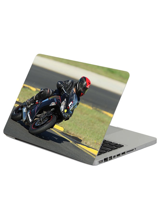 Fast Print Biker Motorcycle Racing Printed Laptop Sticker Multicolour