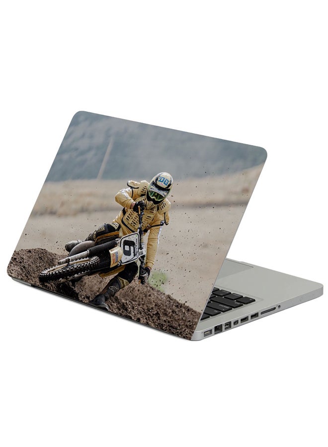 Fast Print Motorcycles Motorcyclist Helmet Printed Laptop Sleeve Multicolour 