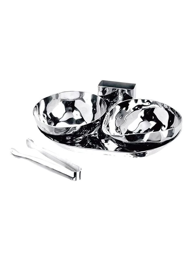 وينك طقم أطباق تقديم مشكلة بالطرق مكون من 5 قطع فضي - Image 1