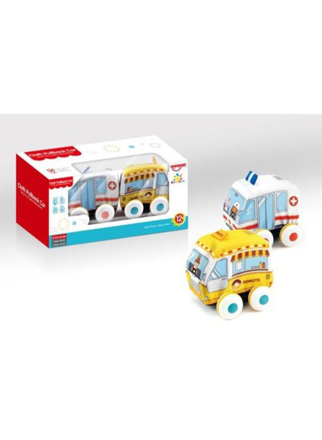 Baby love 2-Piece Cartoon Cloth Pullback Cars 33-1813221 22x15 x18cm  - Image 2