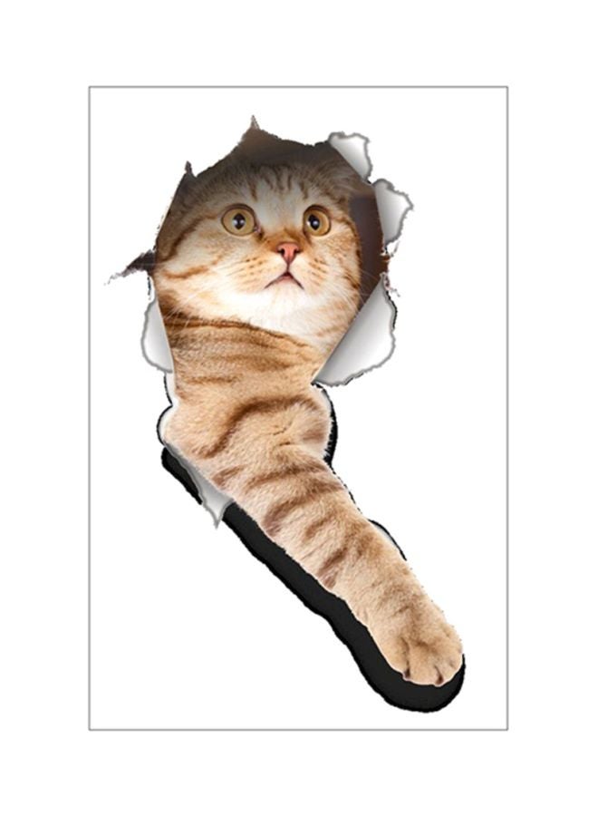 OUTAD Cute Cat 3D Toilet Wall Sticker Brown 230x1x260mm - Image 1