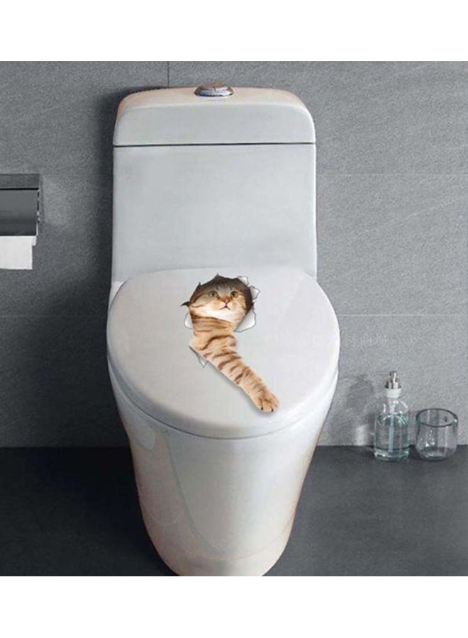 OUTAD Cute Cat 3D Toilet Wall Sticker Brown 230x1x260mm - Image 2