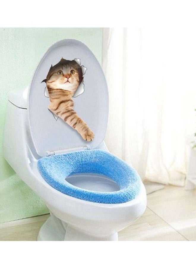 OUTAD Cute Cat 3D Toilet Wall Sticker Brown 230x1x260mm - Image 5