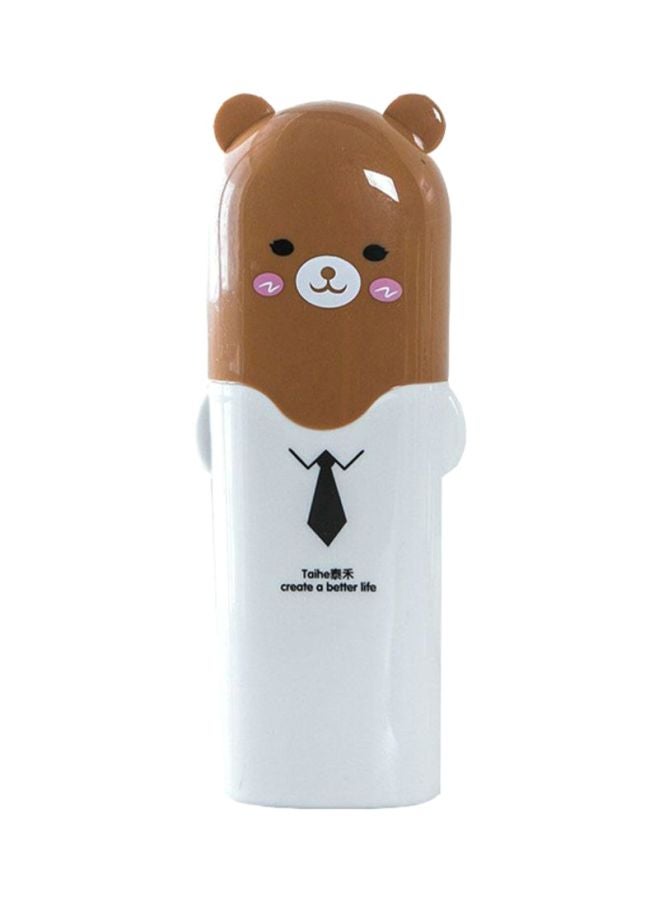 CYTHERIA Portable Travel Toothbrush Holding Cup With Lid Brown/White 21x6.2x4cm 