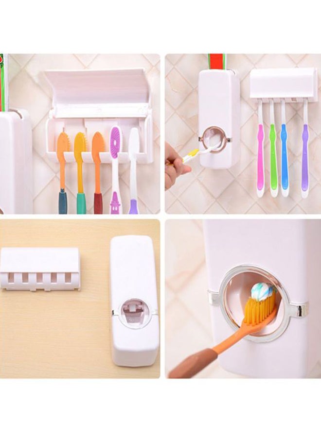 CYTHERIA - Automatic Toothpaste Dispenser With Toothbrush Holder Set White 5x5x10cm - Image 1