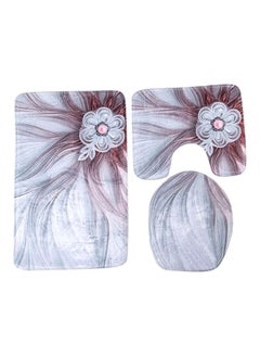 Home Concept 3-Piece Bathroom Anti Slip Pedestal Rug Multicolour 