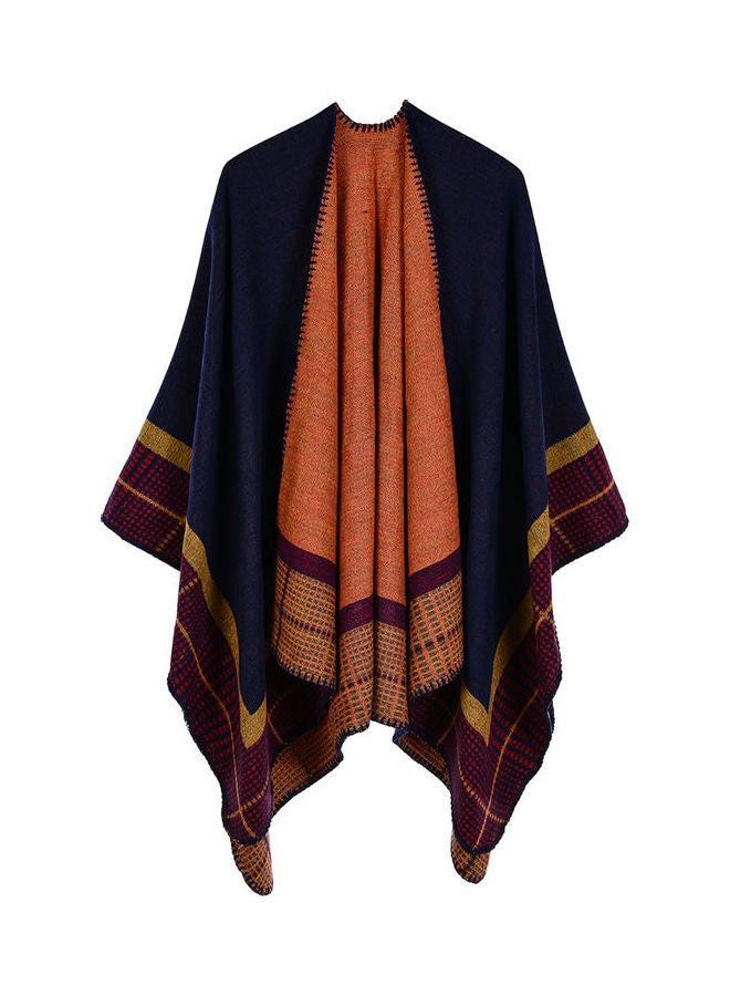 Vintage Women Knitted Shawl Poncho Faux Cashmere Multicolour