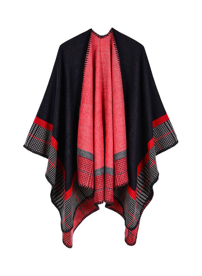 Vintage Women Knitted Shawl Poncho Faux Cashmere Multicolour