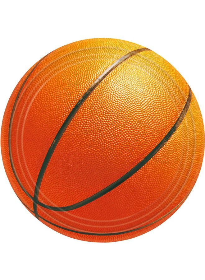 أمسكان مجموعة أطباق بطبعة كرة سلة من 8 قطع 10.5بوصة