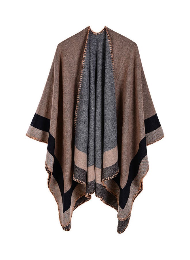 Vintage Women Knitted Shawl Poncho Faux Cashmere Multicolour