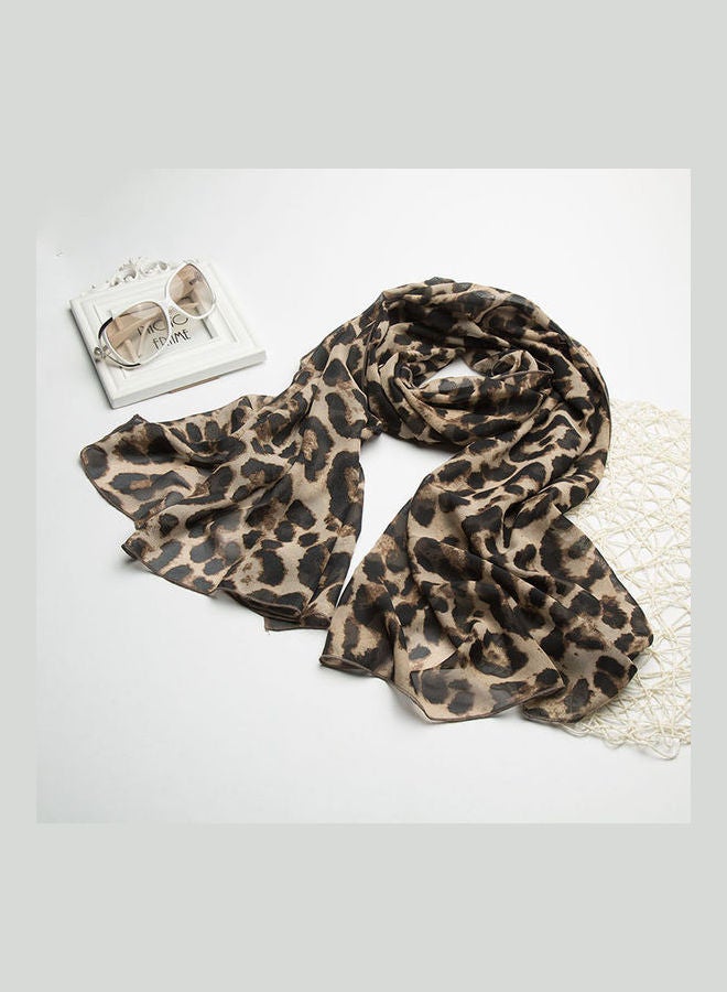Generic - Women Chiffon Scarf Leopard Print Long Shawl Brown - Image 1