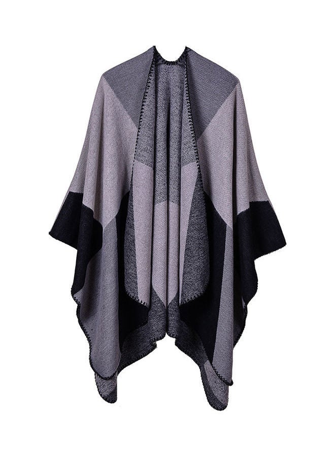 Women Loose Outerwear Coat Splice Oversized Knitted Cashmere Multicolour - Image 2