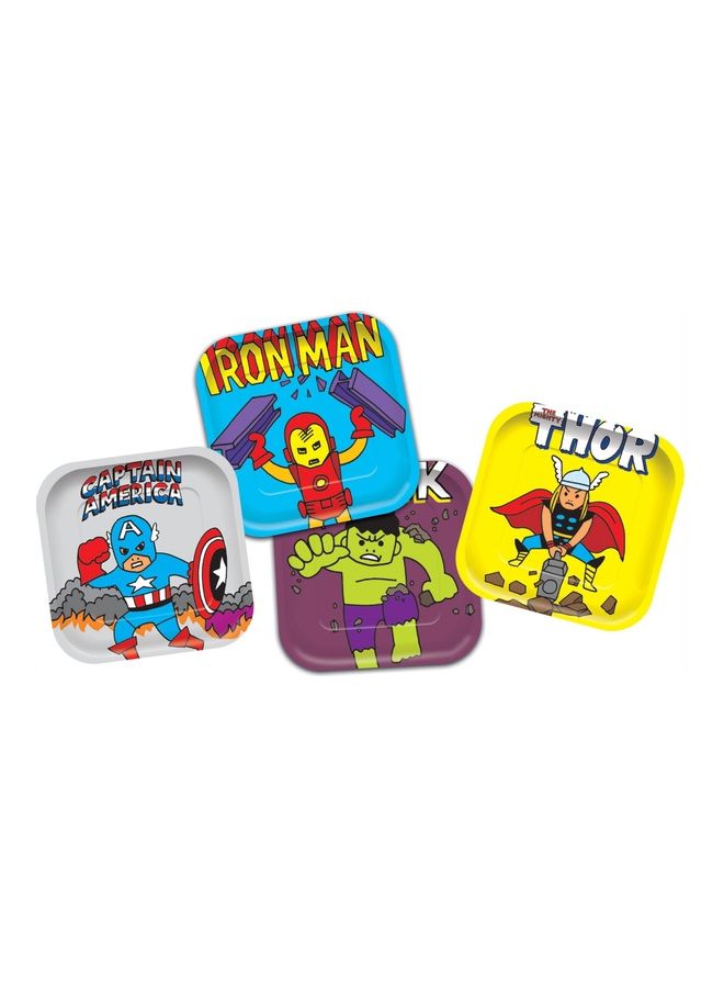 بروكوس طقم من 4 أطباق ورقية مربعة الشكل بتصميم بوب كوميك من فيلم "Avengers" من مارفل"