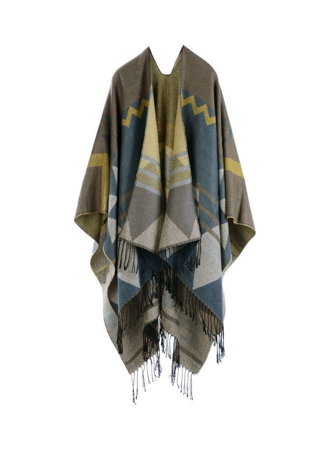 Knitted Shawl Poncho Faux Multicolour - Image 1