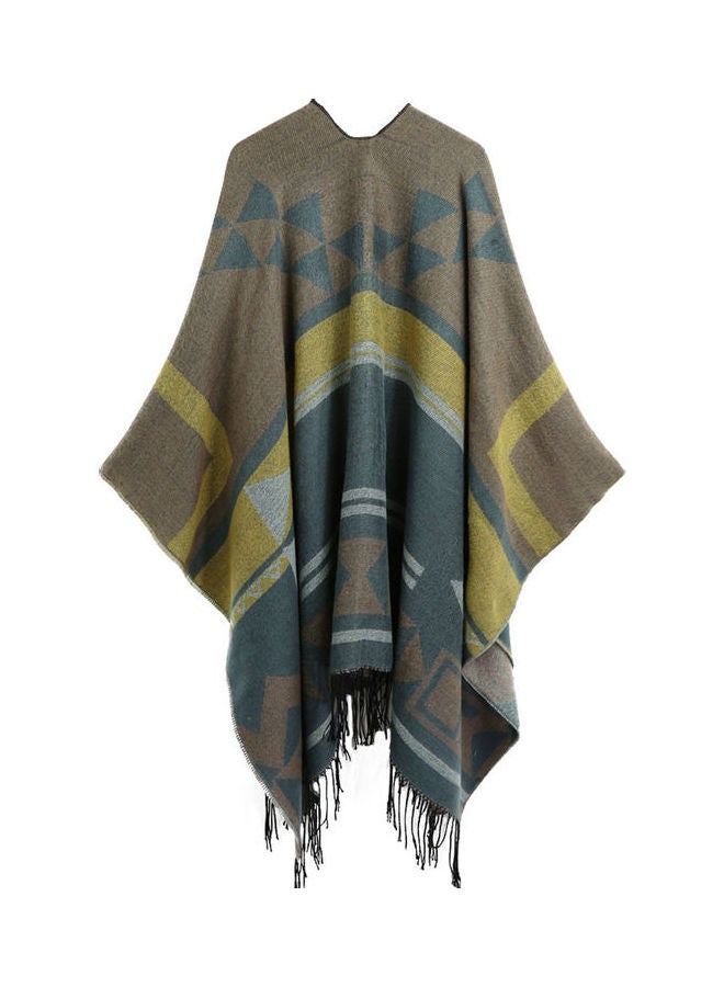 Knitted Shawl Poncho Faux Multicolour - Image 2