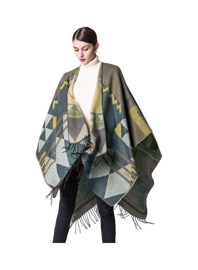 Knitted Shawl Poncho Faux Multicolour - Image 3