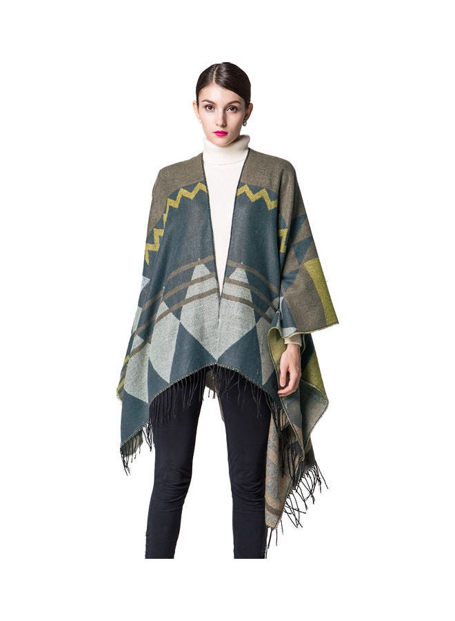 Knitted Shawl Poncho Faux Multicolour - Image 4