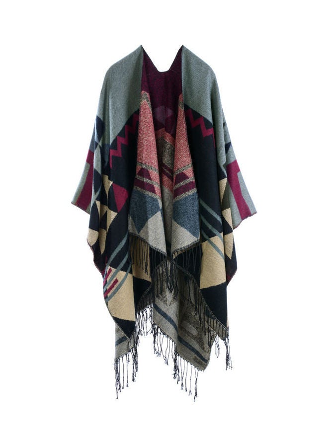 Knitted Shawl Poncho Faux Multicolour - Image 1
