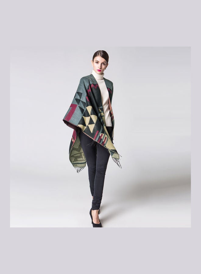 Knitted Shawl Poncho Faux Multicolour - Image 2