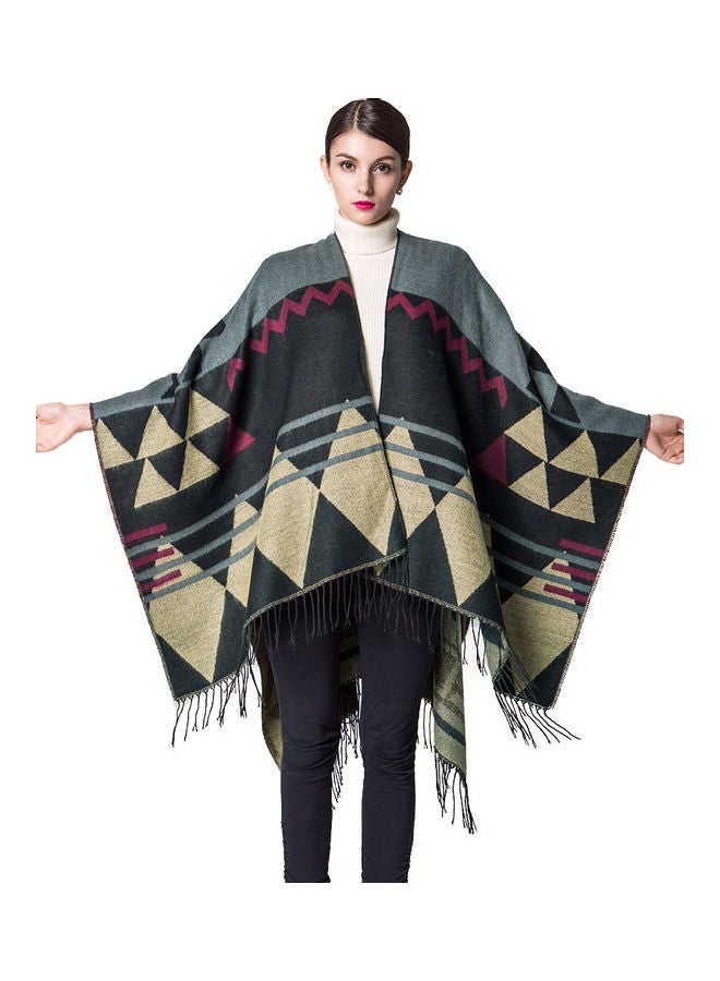Knitted Shawl Poncho Faux Multicolour - Image 3