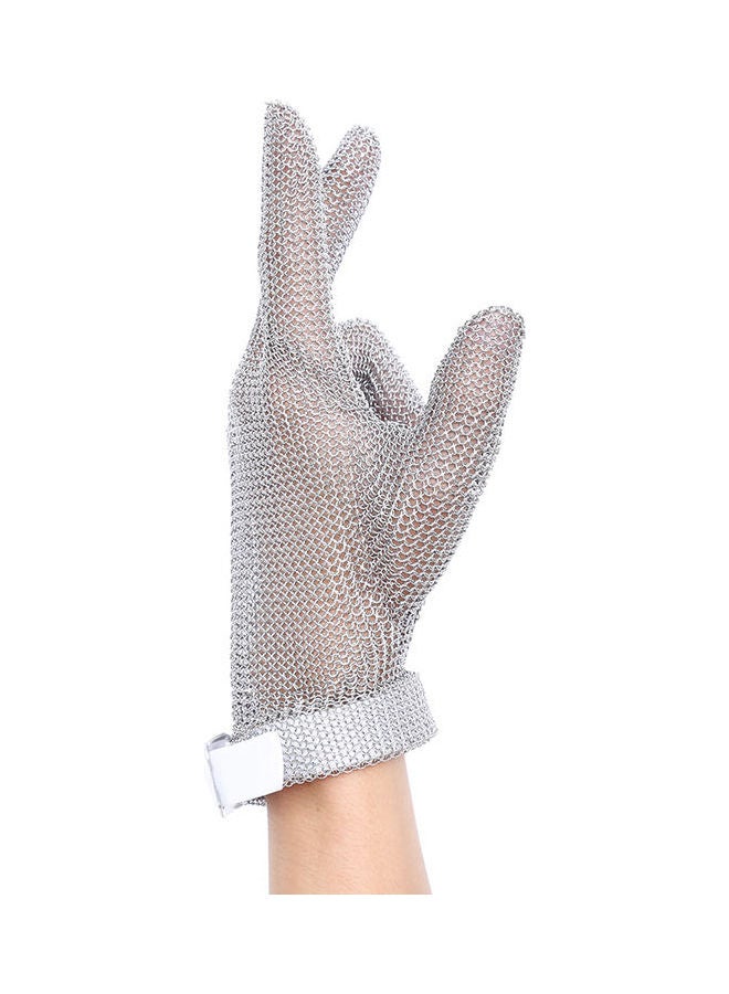 Plastic Belt Stainless Steel Mesh Glove Cut Resistant Chain Grey  - Image 1