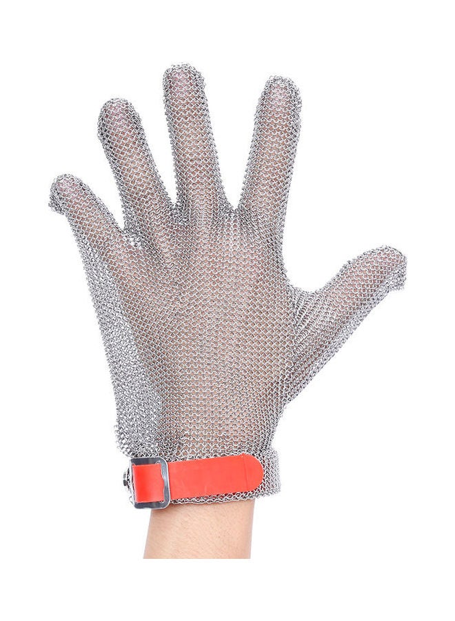 Plastic Belt Stainless Steel Mesh Glove Cut Resistant Chain Grey  - Image 4