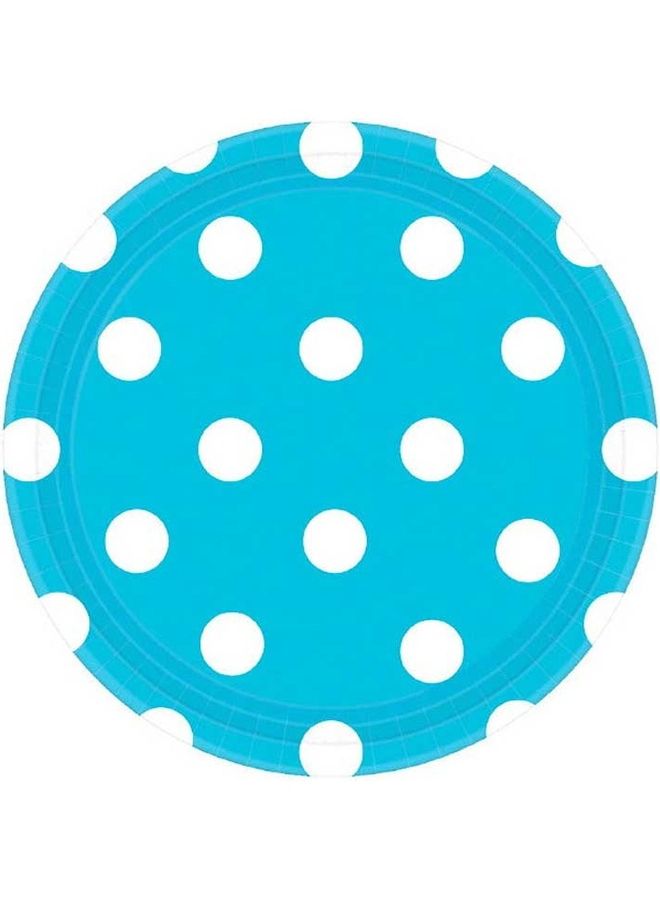 أمسكان طقم أطباق بنمط نقاط بلون البحر الكاريبي مكون من 8 قطع 7بوصة
