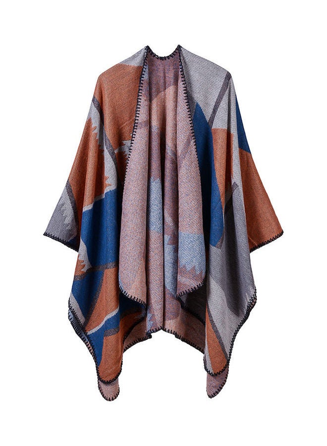 Vintage Women Faux Cashmere Sweater Shawl Multicolor