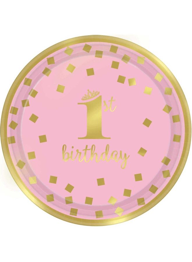 Amscan Pack Of 8 1st Birthday Round Paper Plates 9inch