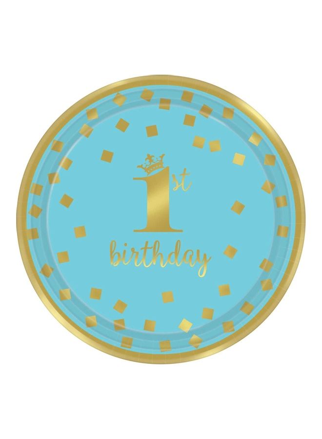 Amscan 8-Piece 1st Birthday Round Metallic Paper Plates 9inch