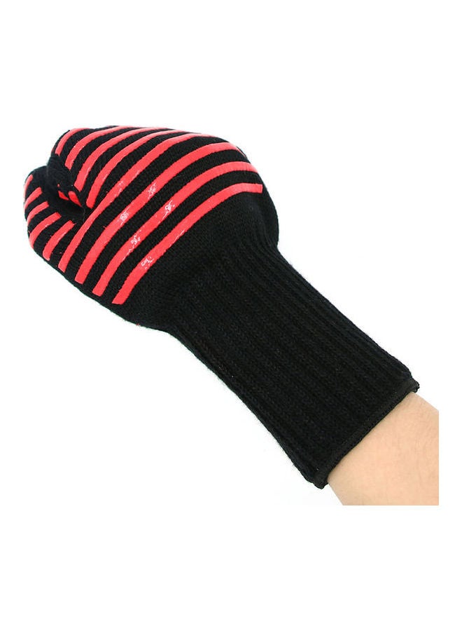 1 Piece Long Heat Proof Oven Mitt Glove Red/Black  - Image 4