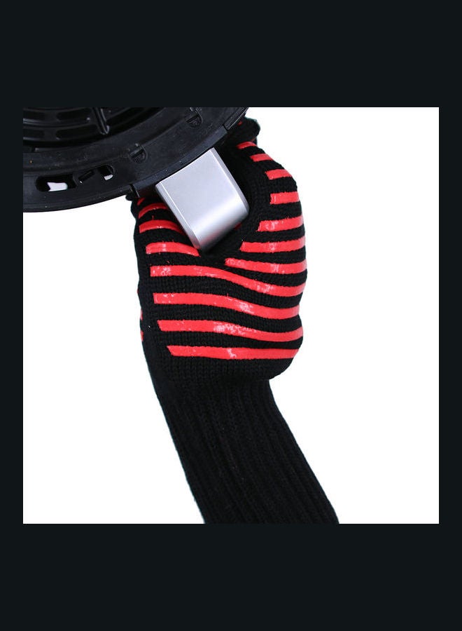 1 Piece Long Heat Proof Oven Mitt Glove Red/Black  - Image 5