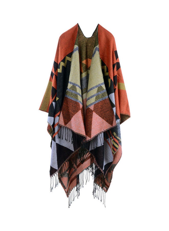 Knitted Shawl Poncho Faux Multicolour - Image 1
