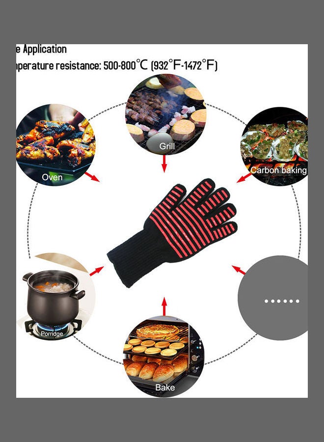 1 Piece Long Heat Proof Oven Mitt Glove Red/Black  - Image 2