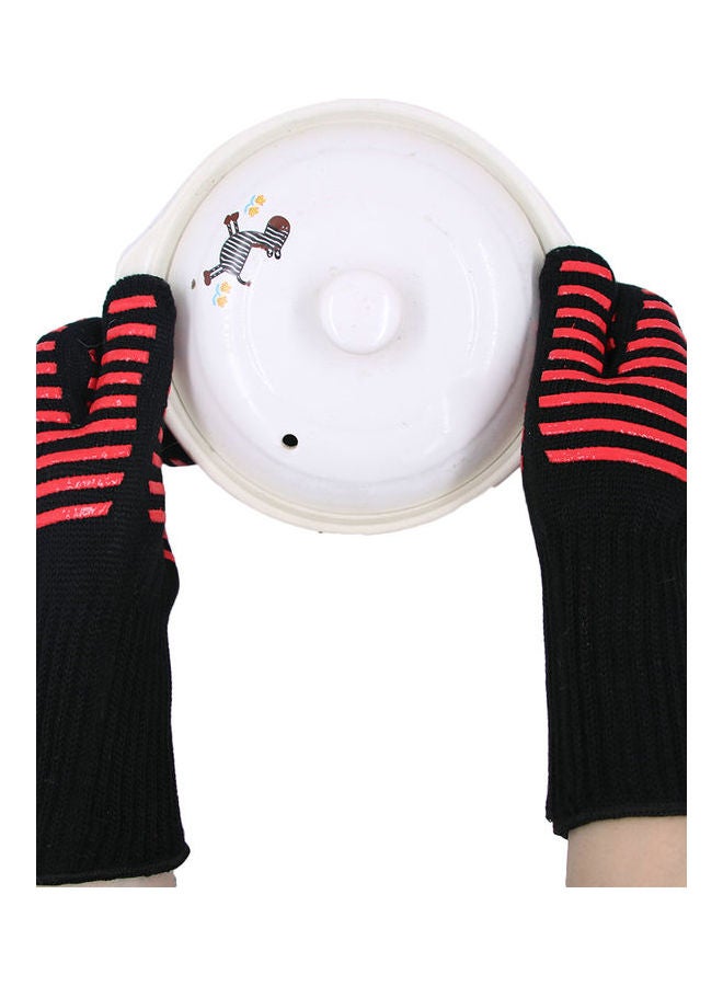 1 Piece Long Heat Proof Oven Mitt Glove Red/Black  - Image 3