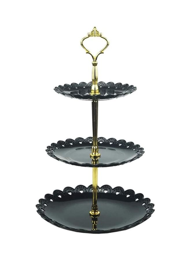 XiuWoo 3 Tier Cake Display Fruit Plate Party Serving Platter Stand Black/Gold - Image 1