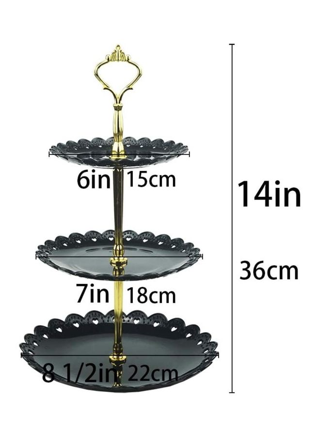 XiuWoo 3 Tier Cake Display Fruit Plate Party Serving Platter Stand Black/Gold - Image 2