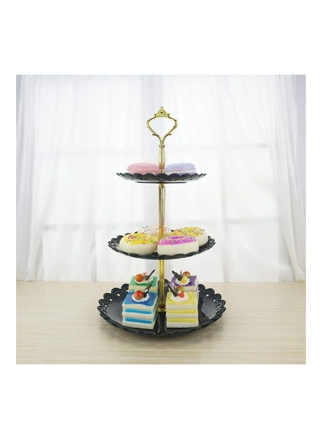 XiuWoo 3 Tier Cake Display Fruit Plate Party Serving Platter Stand Black/Gold - Image 4