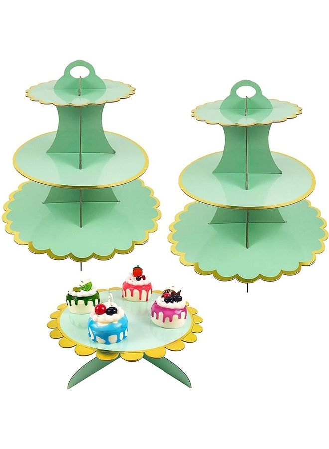 XiuWoo 1 Piece 3 Tier Cake Display Stand And Fruit Plate Green - Image 1