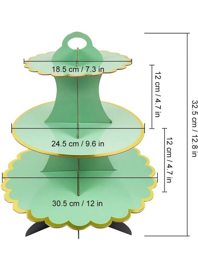 XiuWoo 1 Piece 3 Tier Cake Display Stand And Fruit Plate Green - Image 2