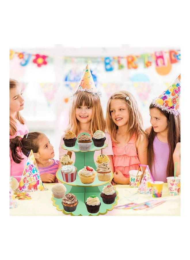 XiuWoo 1 Piece 3 Tier Cake Display Stand And Fruit Plate Green - Image 3