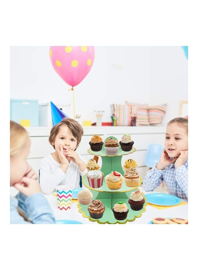 XiuWoo 1 Piece 3 Tier Cake Display Stand And Fruit Plate Green - Image 5