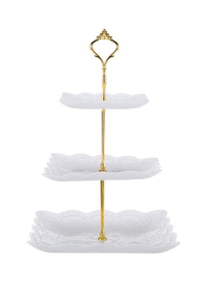 XiuWoo 1 Piece 3 Tier Cake Display Stand And Fruit Plate White 38cm - Image 1
