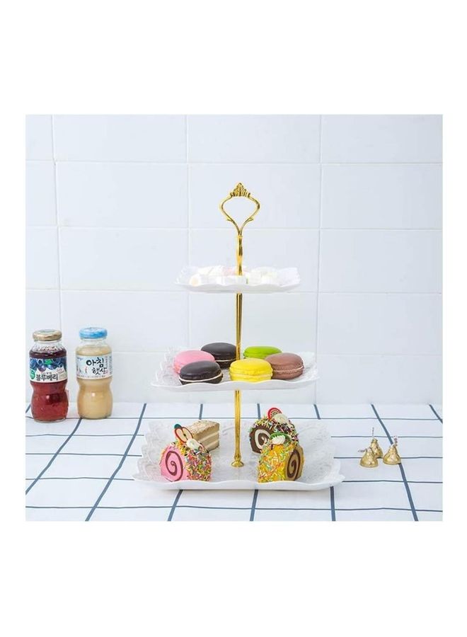 XiuWoo 1 Piece 3 Tier Cake Display Stand And Fruit Plate White 38cm - Image 2
