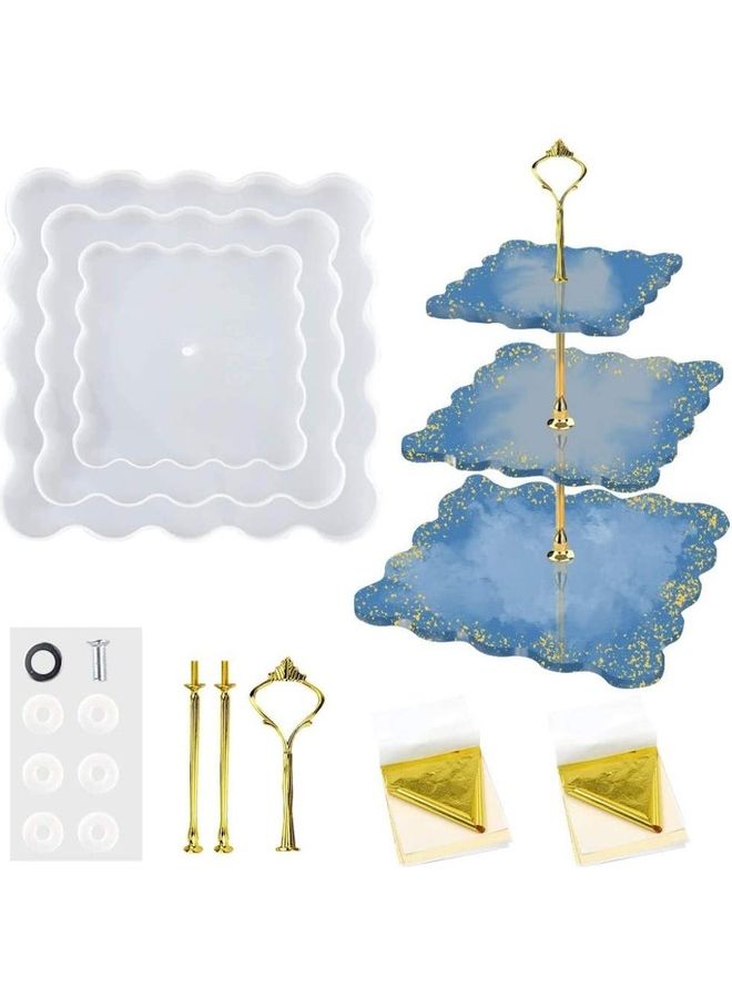 XiuWoo 3 Tier Cake Display Stand And Fruit Plate Square - Image 1