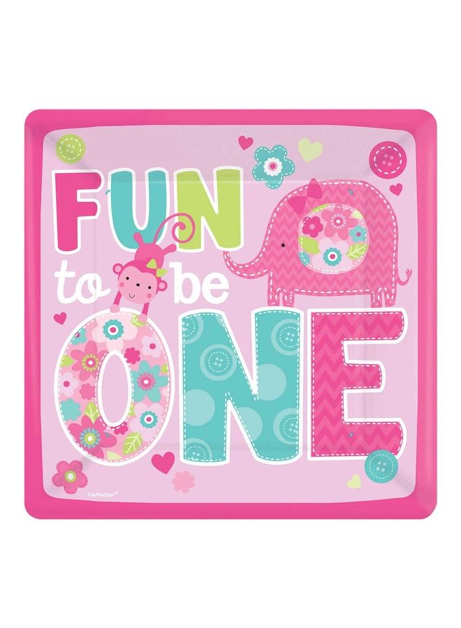 Amscan 8-Piece One Wild Girl Square Paper Plates 10inch